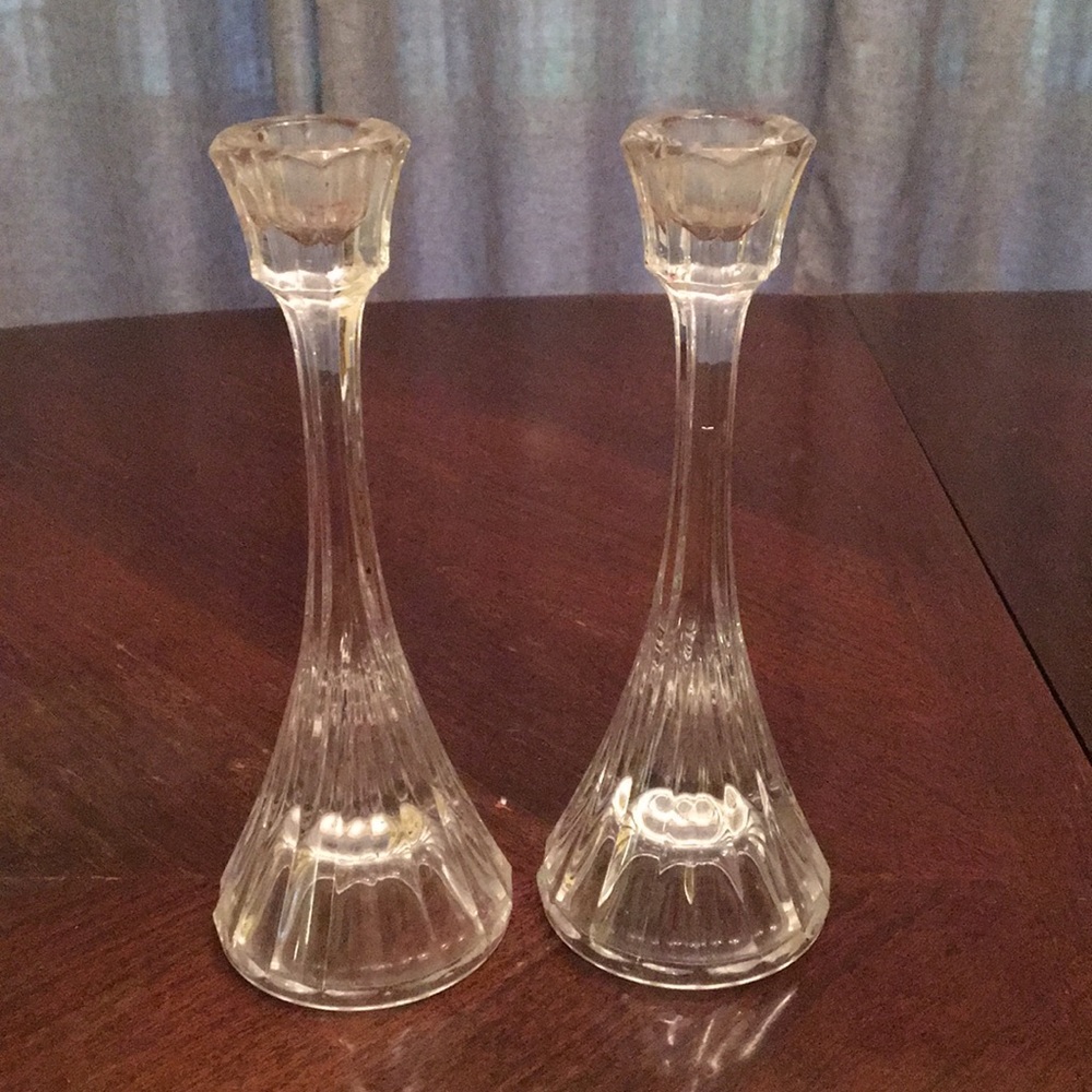Two Glass Candle Holders